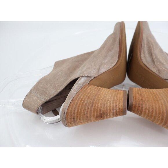 Paul Green Cayanne Beige Tan Shimmer Peep Open Toe Sandal Heel Bootie Size 9.5 - Picture 8 of 12